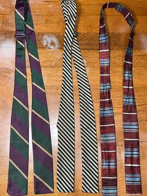 LOTE De Colección De 3 Corbatas De Lazo Robert Talbott Hombres Ala De Murciélago Multicolores Seda Años 50 Pajarita Foto 1 de 4