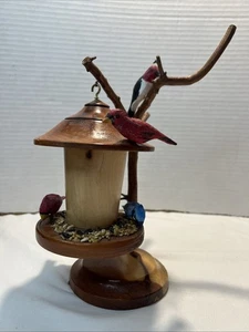 Vintage handgeschnitzte Holz Vögel auf Holz Ornament Hängedeko signiert James Gray - Bild 1 von 8