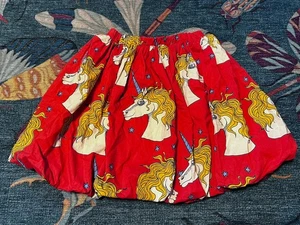 Mini Rodini Girl's Red Unicorn Skirt Organic Cotton Sz 116/122 5-7Y - Picture 1 of 4