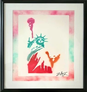 Zax E.M. Freiheitsstatue Original Mixed Media handsigniert New York gerahmt - Bild 1 von 1