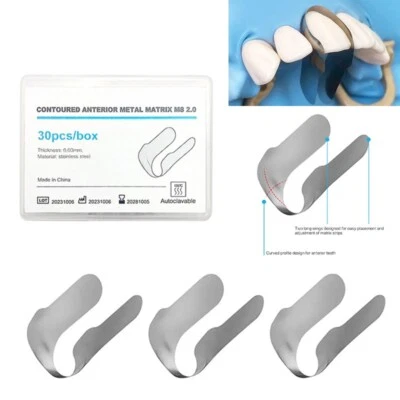SKATTOOTH 30pcs Dental Proximal Anterior Strips 0.03mm Premolars Matrix Band Twin Matrices