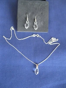 925 silver & crystal Necklace & Earrings Set, pendant drop Silvexcraft NIB - Picture 1 of 4