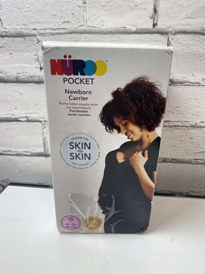 Camisa portabebés recién nacido NuRoo de bolsillo talla mediana negra caja abierta Foto 1 de 4
