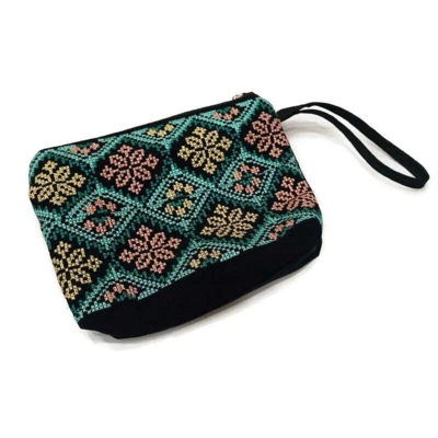 Bolso de mano mediano con cremallera para damas y mujeres 100 % bordado a mano hecho a mano Foto 1 de 4