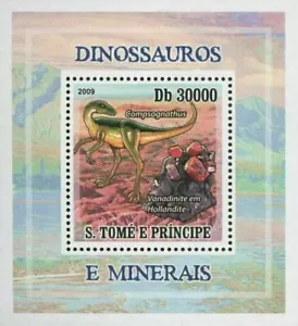 Dinosaur and Minerals Vanadinite Mini Sov. Sheet MNH - Picture 1 of 2