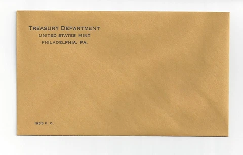 1955 PHILADELPHIA PROOF SET ENVELOPE ONLY!!!! EMPTY NO COINS!! NO COA OR CARDS! Cover