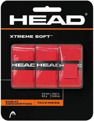Xtreme Soft Raqueta Overgrip Raqueta Tenis Cinta de Agarre Paquete de 3 Rojo, Blanco, Paquete NUEVO Foto 1 de 4