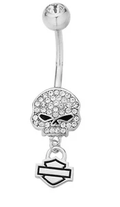 Willie G Skull Body Jewelry Harley-Davidson ® Crystals Navel Ring 16 HDZ0057 - Picture 1 of 1