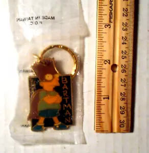 Vintage 1990 Bart Simpson Bart Man The Simpsons Lic. Metal Keychain Bartman - Picture 1 of 5
