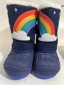 Rainbow Winter Snow Boots Cat & Jack Size 5 Toddler Shoes Blue Rain Little Kid - Picture 1 of 11