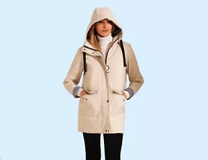 Women Beige Water Resistant PU Rubber Raincoat UK8 10 12 14 16 18 20 22 24 26New - Picture 1 of 43