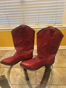 red cowboy boots women 8 1/2 M Preowned/Burgundy/leather/stylish