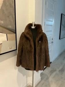 Vintage Biberfell braun Mantel, mittelgroße Maße auf Fotos. - Bild 1 von 8