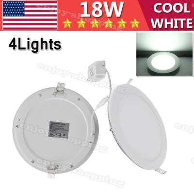 4PCS 8Inch LED Ceiling Lights Ultra-Thin Recessed Retrofits Kit 6000K Daylight - Image 1 of 4