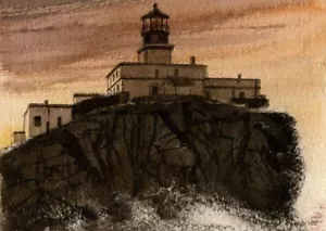 Tillamook Rock Leuchtturm Sonnenuntergang Oregon. Schrecklicher Tillie. Gerald Hill Kunstdrucke - Bild 1 von 1