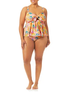 Damen Badeanzug 2-teilig, Oberteil und Unterteil Blumen Tankini, XL, Größe 16, Time and Tru - Bild 1 von 2