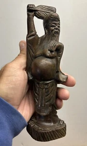 Vintage Holzschnitzerei asiatische chinesische Statue posierend extravagant handgefertigte Kunst - Bild 1 von 12