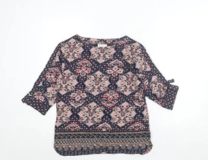 Monsoon Womens Multicoloured Geometric Cotton Basic Blouse Size S Round Neck - B - Picture 1 of 10