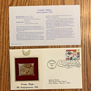 Comic Strips KATZENJAMMER KIDS (1995 USPS) 22KT Gold Plate STAMP SET - Foto 1 di 4