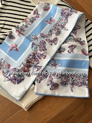 Sallys 18 Momme Mariposas Estampado Sarga Seda Envoltura Bufanda Estola 2 Cara Mantón 35" Foto 1 de 4