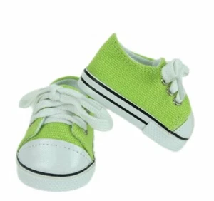 Puppenkleidung 18 Zoll Turnschuhe Schuhe limette Canvas Spitze zum Binden passt American Girl Puppen - Bild 1 von 5