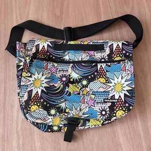 YAKPAK multicolor print shoulder bag laptop messenger school Y2K sun star canvas - Picture 1 of 9