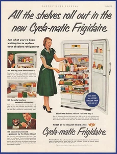 Elettrodomestico frigorifero vintage 1952 FRIGIDAIRE Cycla-Matic anni '50 stampa annuncio - Foto 1 di 1