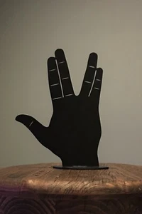 Lebensgroß Live Long & Prosper Metall Handschild Star Trek Mr. Spock Vulcan Salute - Bild 1 von 5