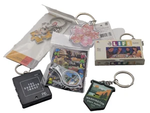 Lot Of 6 Unbranded Novelty Keychains-Metal-And Plastic-With Rings-Free Shipping - Picture 1 of 11