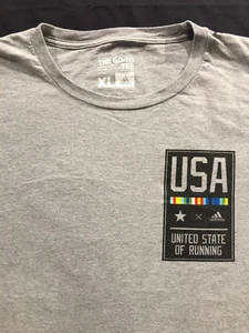 adidas T Shirt United States of Running USA Grey Sz. XL - Picture 1 of 6