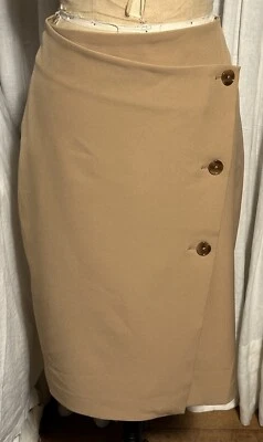 Falda Midi Ajustada Recta Beige para Mujeres Express Talla L Usada Foto 1 de 4