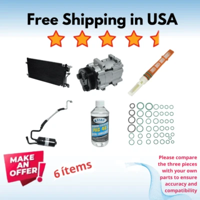 Compressor, condensador e secador ajuste AC Ford Taurus 02-07, Mercury Sable 02-05 - Imagem 1 de 4