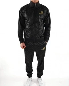Sergio Tacchini Mens Zip Up Ghibli Tracksuit Top Joggers Bottoms Pants Black - Picture 1 of 8