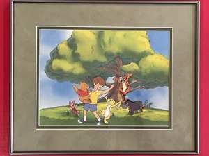 WINNIE THE POOH FRAMED ANIMATION PRINT ART CHRISTOPHER ROBIN & FRIENDS - Picture 1 of 5