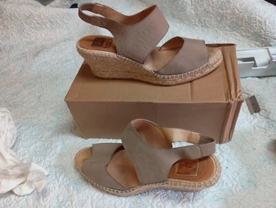 Kanna Leather Suede Peep Toe Wedge Bulll SlingbackWomen's EUR 39 Tan/Brown US 8 - Image 1 of 4