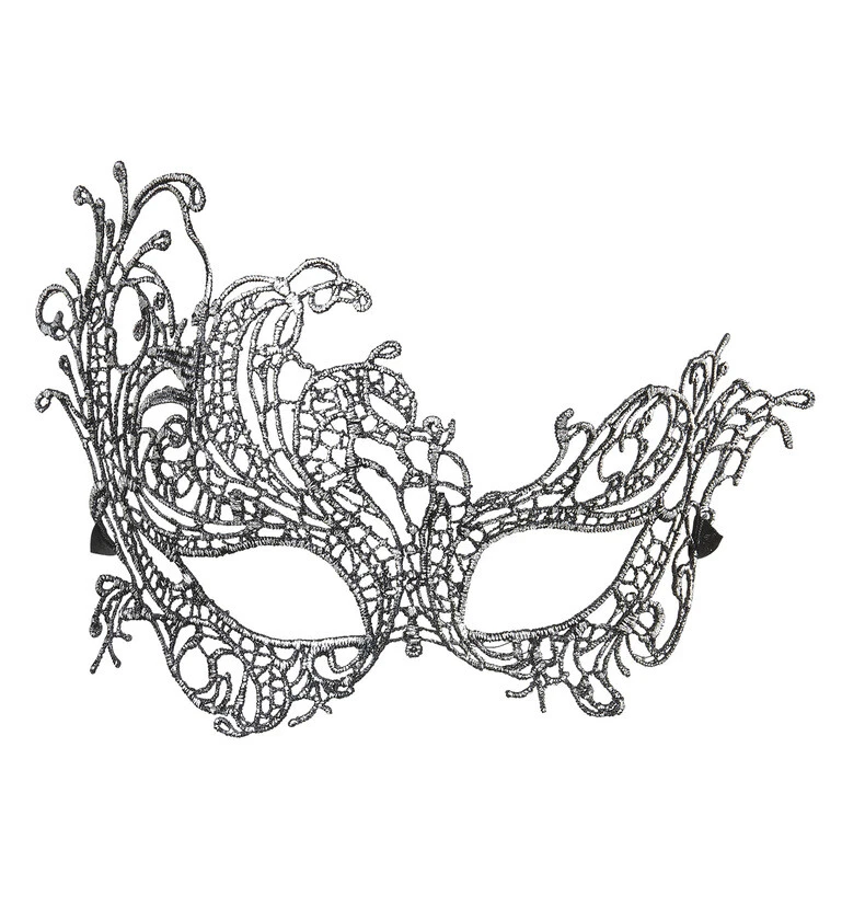 MASCHERA IN PIZZO BAROCCO ARGENTO ANTICO CARNEVALE - Immagine 1 di 1