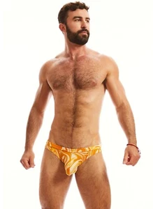 N2N Bodywear Men's Swirl Brief Underwear, Size S Caramel Yellow NWT! - Picture 1 of 3