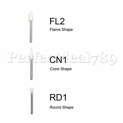Shofu Dura-White Dental White Finishing Stones Flame Cone Shape FG Bur Arkansas - Image 1 of 4