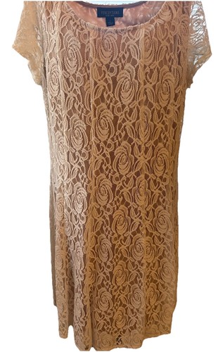 OFF WHITE Abito in pizzo Perceptions Off White taglia L taglio principessa completamente foderato con slip nudo