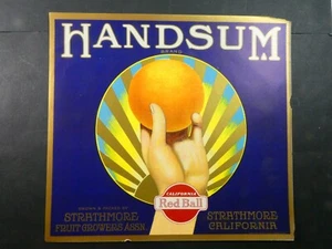 Obstkiste Etikett Etikette Handsumme Red Ball, US Original Litho 1950/60, 25x27 cm - Bild 1 von 1