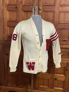 VTG 50s Wool Letter Sweater Wentworth Military High School Academy Pins Missouri - Picture 1 of 14