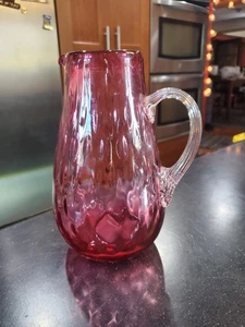 Vintage Pilgrim Glas Cranberry Krug Milchkännchen klarer Griff - Bild 1 von 12