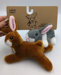 Pally Paws Small Dog Toys – Bunny 2-Pack, No Squeak Plush, Quiet Play, NEW - Picture 1 of 4