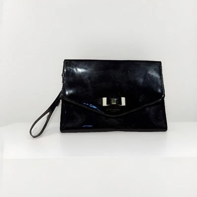 Ted Baker Bow Clutch Cersei Black Patent Leather With Wrist Strap - Image 1 of 4