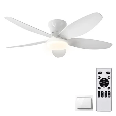 42" Low Profile Flush Mount Ceiling Fan with Lights & Remote, Dimmable 3-Colo... - Image 1 of 4
