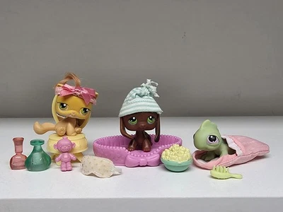 Littlest Pet Shop Bedtime Blast Beagle #77 perro iguana #29 LPS conjunto accesorios Foto 1 de 4