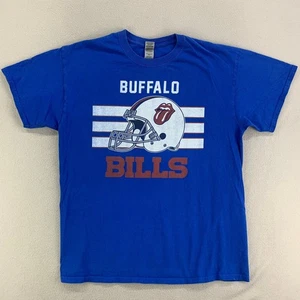 Buffalo Bills Rolling Stones T-Shirt Mens Large Blue NFL Graphic Band Tee Retro - Picture 1 of 9