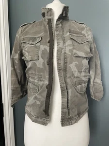 Zara Women’s Denim Camouflage Military style Jacket size M size 12 - Picture 1 of 21
