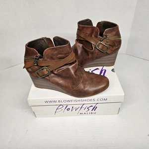 Blow Fish Mailibu  Babelle Size 11 Wedge Booties With Zipper And Side Buckles  - Picture 1 of 16