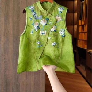 Bestickte Weste Damen Neu Chinesische Tang Kleidung Top Gilet Westen Retro - Bild 1 von 12